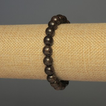 Bronzite Bead Bracelet, smooth spheres 8mm±, 18cm±, stretch
