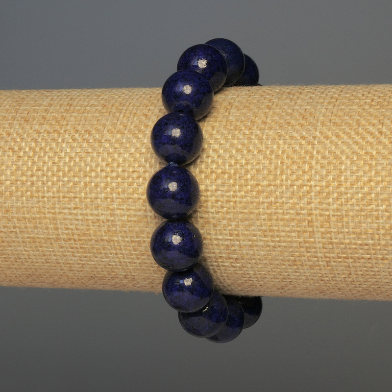 Lapis Lazuli Smooth Round Bead Bracelet, diameter 12mm±, 18cm±, Stretch