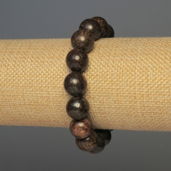 Bronzite Bead Bracelet Smooth 12mm Balls, 18cm, Stretch
