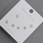 Stud Earrings 3, 2mm+ Silver Metal White Crystals