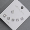 Stud Earrings 5mm+- Silver-Tinish Metal with White Rhinestones