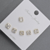 Stud Earrings 5mm+ golden metal white rhinestones