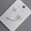 Earrings 'Post with Cap' in gold-tone metal with white crystals 13x37mm+-