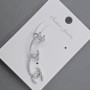 Cafe stud earring in silver-tone metal 10x42mm+-white rhinestones