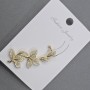 Café earring for ear with golden metal 14x38mm± white rhinestones