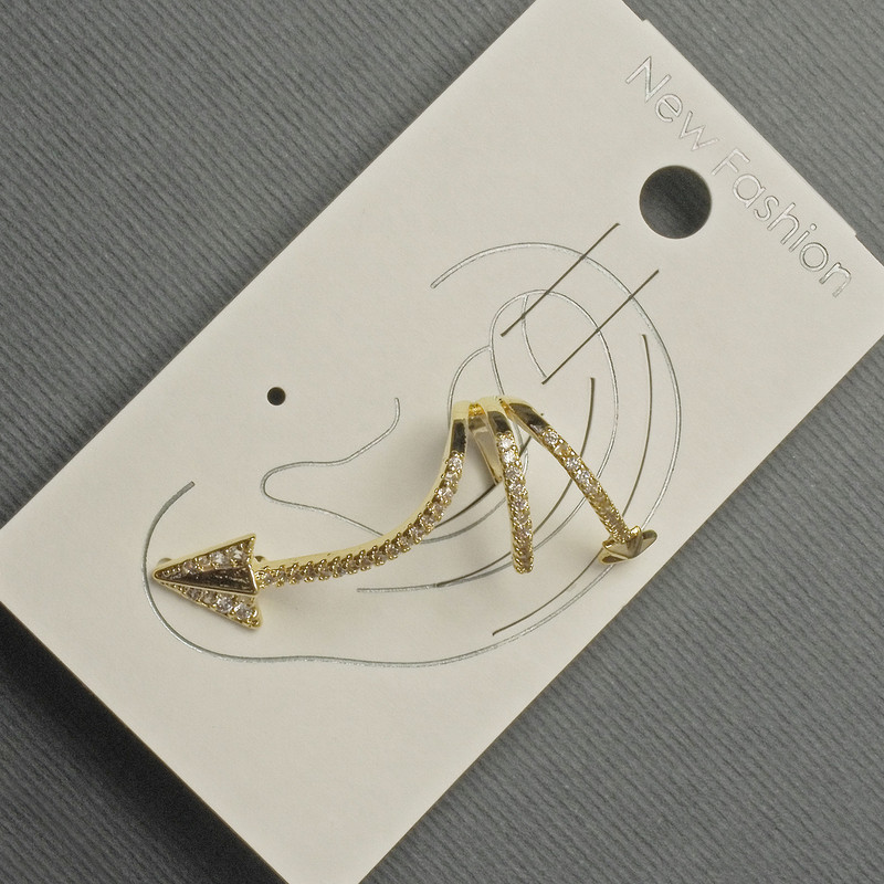 Earrings 'Café' on ear clip gold-tone metal 15x35mm± with white crystals