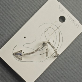 Earrings 'Cafe' stud in silver metal with white rhinestones 15x35 mm ±