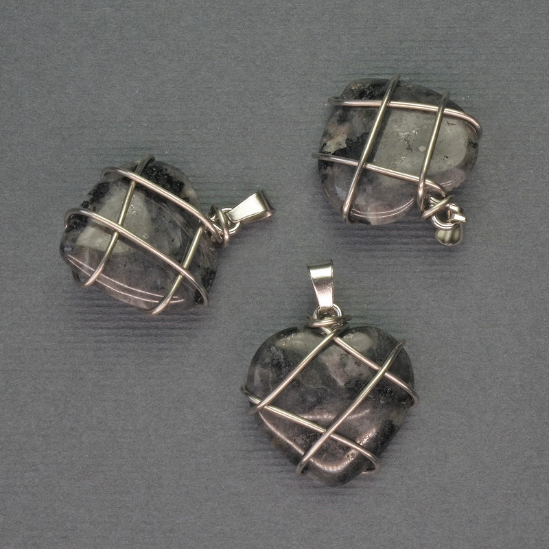 Pendant Heart Labradorite in Silver Plating, diameter 21x21 mm±, length 27 mm±