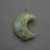Pendant Moon Jade in Golden Wiring, diameter 35mm+-, length 45mm+-