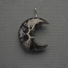 Pendant Moon Amethyst in Silver Weave, diameter 35mm±, length 45mm±