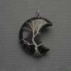 Pendant Moon Agate in Silver Plated Filigree, diameter 35mm±, length 45mm±