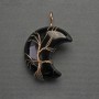 Pendant Moon Agate in Golden Wire Wrapping, diameter 35mm±, length 45mm±