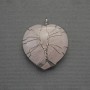 Pendant Heart Pink Quartz in Silver-plated Wire Wrapping, diameter 30x30mm±, length 37mm±