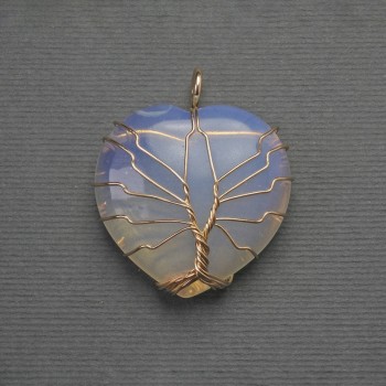 Pendant Heart Moonstone in Gold Plating, diameter 30x30 mm±, length 37 mm±