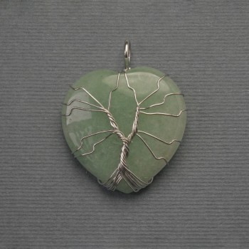 Heart Pendant Jade in a Silver Weave, diameter 30x30mm±, length 36mm±