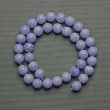 Agate Beads (natural) smooth ball, diameter 10mm± on thread, length 37cm+