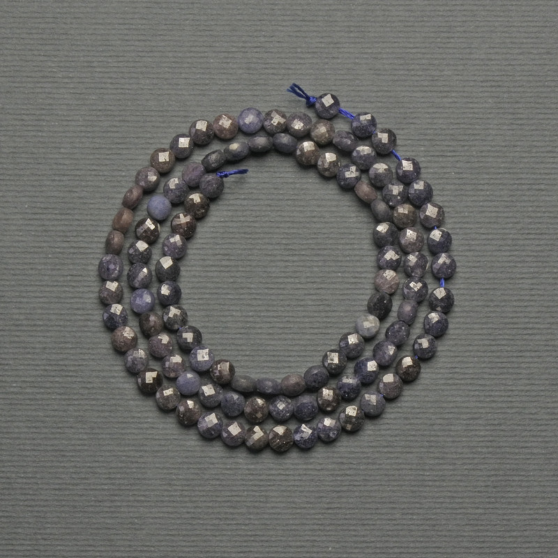 Sapphire Beads Coin Shape 4×2.5mm on String, 39cm+