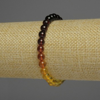 Amber Bracelet Gradient Smooth Bead, 6mm diameter, length 18cm, stretch