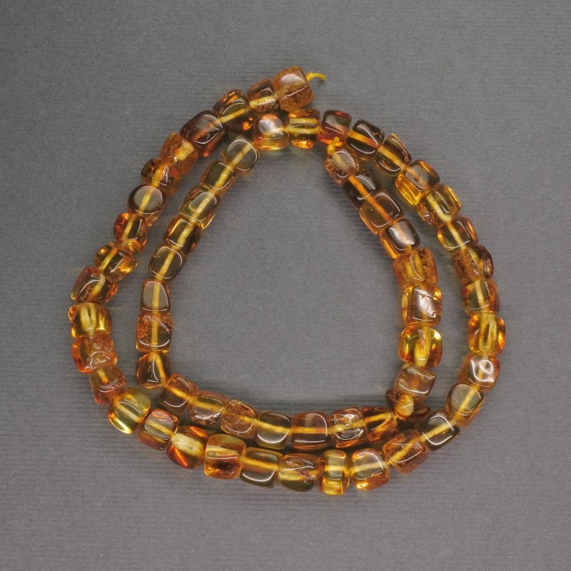 Amber Beads Cube-cut Bead, 7mm diameter, 39cm length