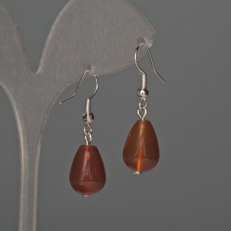 Earrings Carnelian Drop 10x15mm+-, length 35mm+-