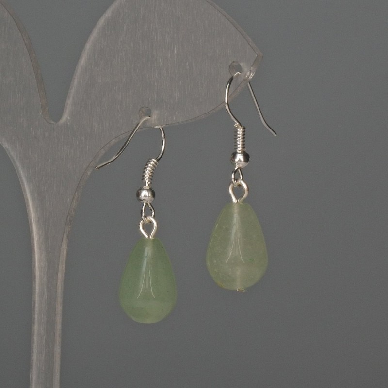 Earrings Jade Drop 10x15mm+-, length 35mm+