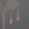 Pink Quartz Drop Earrings 8×12 mm, length 32 mm