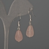 Pink Quartz Drop Earrings 10x15mm, length 35mm
