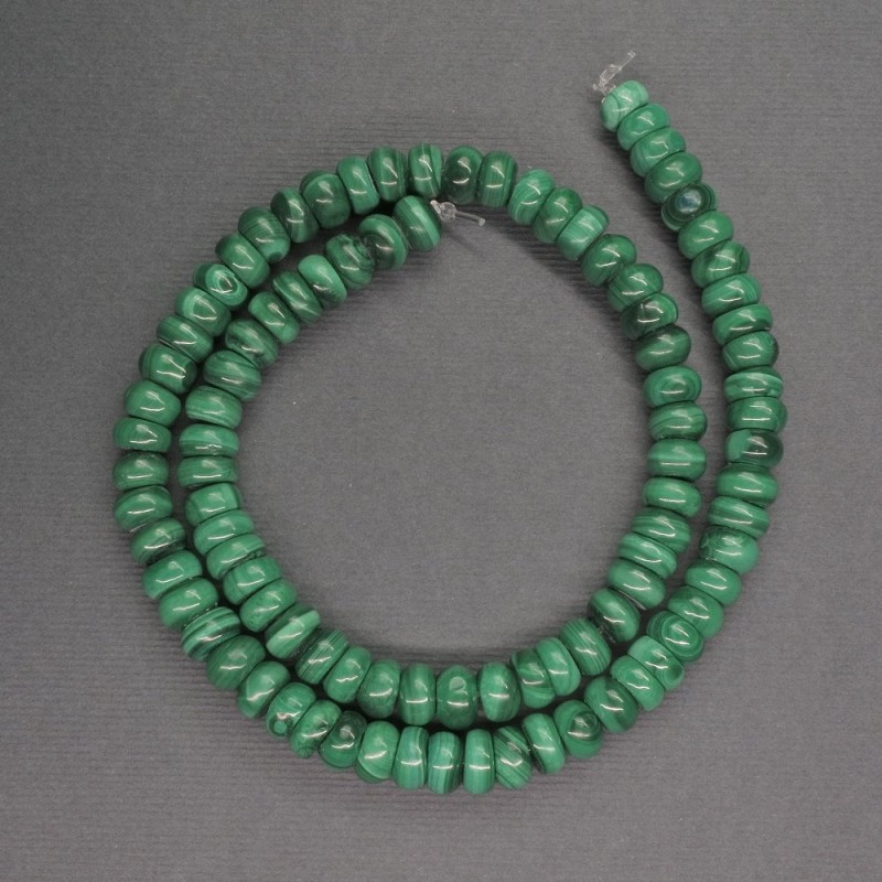 Malachite Beads Rondelle, 8x3 mm, length 41 cm
