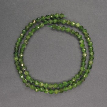 Chromdiopside natural stone Beads faceted ball 4mm diameter, 39cm length