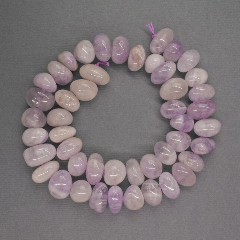 Amethyst Beads, faceted, natural stone, 12x9 mm, thread length 40 cm
