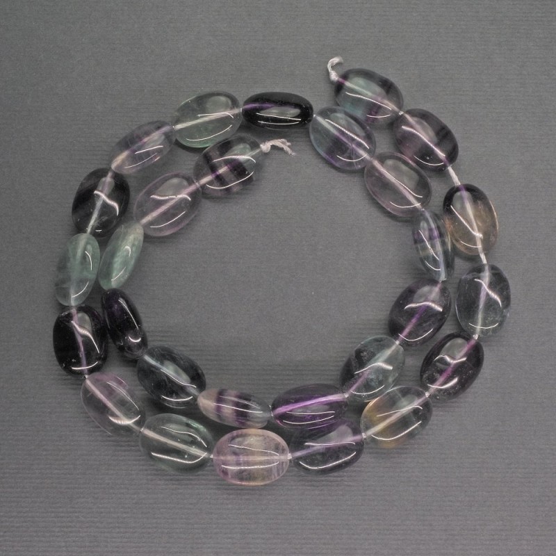 Natural Stone Fluorite Beads Oval 10x14x6mm ±, length 40cm ±