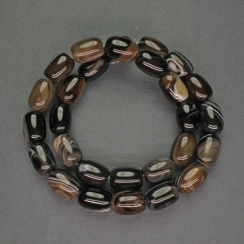 Agate Barillo Beads, 10x13 mm, natural stone, thread length ~39 cm