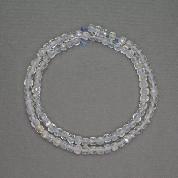 Natural gemstone Topaz beads small faceted cube diameter 4mm±, length 39cm±