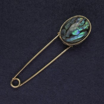 Brooch Pin Chalcedony 78x20mm± metal color: golden