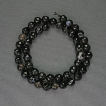 Agate Beads - Faceted Round 8mm on Thread, Length 37cm+