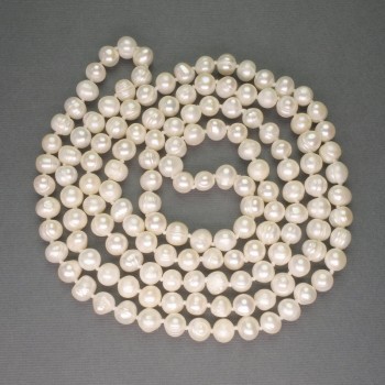 Freshwater Pearl Necklace, diameter 8–9x7–8 mm +/-, length 118 cm +/-