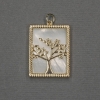 Pendant Tree with Mother-of-Pearl Inlay, 18x23x25 mm±, Gold-tone Metal