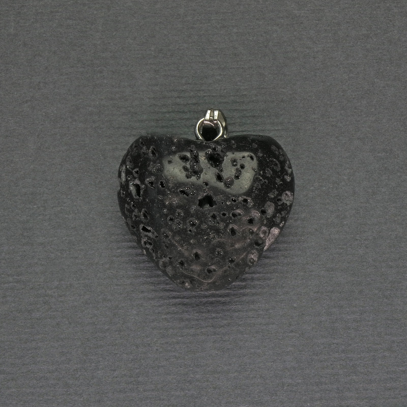 Pendant Heart Lava 20x20x25mm± Silver Metal