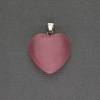 Pendant Heart Pink Cat's Eye 20x20x25mm± Silver Metal