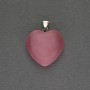 Pendant Heart Pink Cat's Eye 20x20x25mm± Silver Metal
