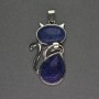 Cat Pendant with Lazurite 25x51mm± Silver Metal