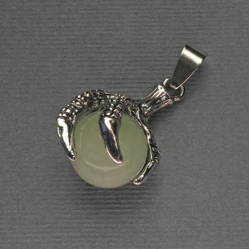 Pendant Jade Foot with Sphere 18x37mm± silver metal