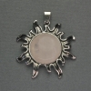 Pendant Sun Pink Quartz 42mm+-, length 48mm+- silver metal
