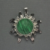 Pendant Sun Malachite 42mm+-, silver metal length 48mm+-