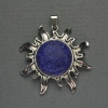 Sun Pendant with Lapis Lazuli 42mm, length 48mm, silver metal