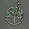 Pendant Tree of Life Natural Jade Stone, diameter 36mm±, length 47mm±