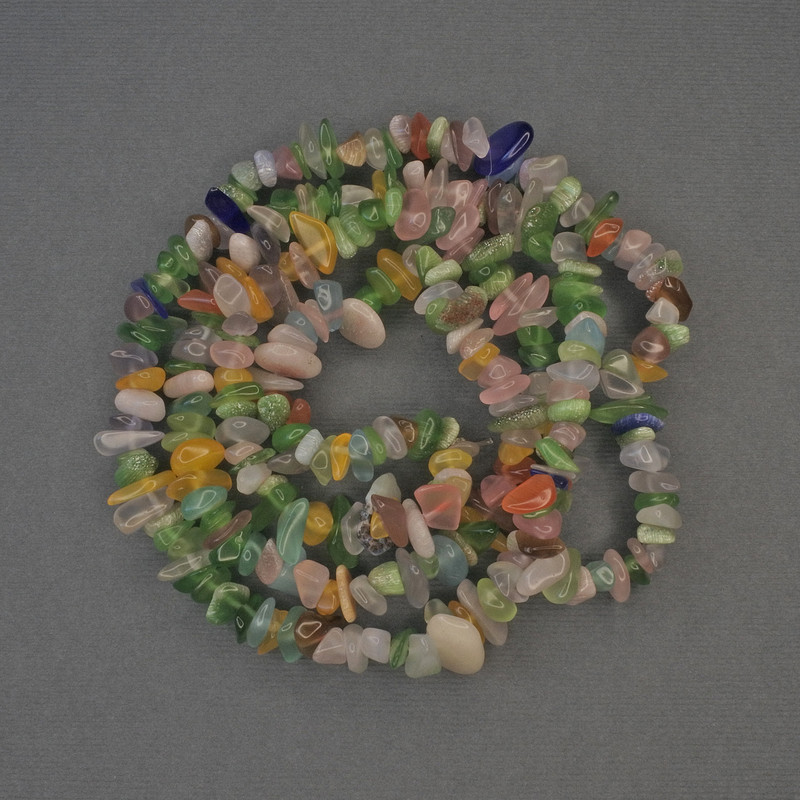 Assorted Cat's Eye Beads on Thread, small chip, diameter 6-10×2-4mm, length 76cm+