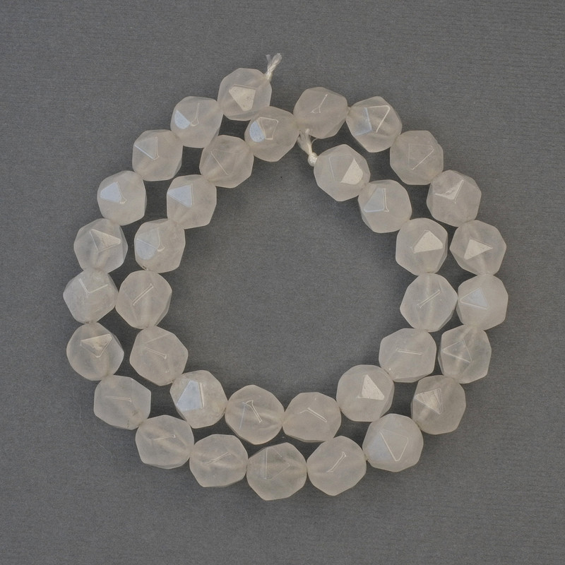 White Quartz Faceted Beads, 10x9mm, on thread, 37cm length