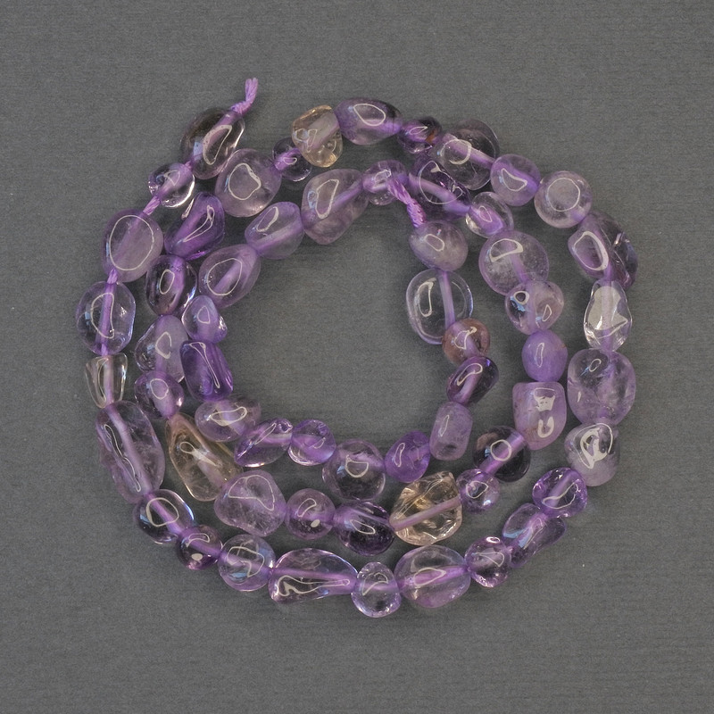 Amethyst Beads on Thread, faceted, diameter 6-10×5-8 mm, length 40 cm +
