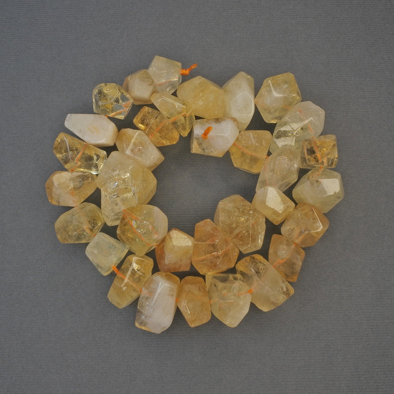 Natural Citrine Beads, Multifaceted, diameter 14-18×11-14mm, length 39cm